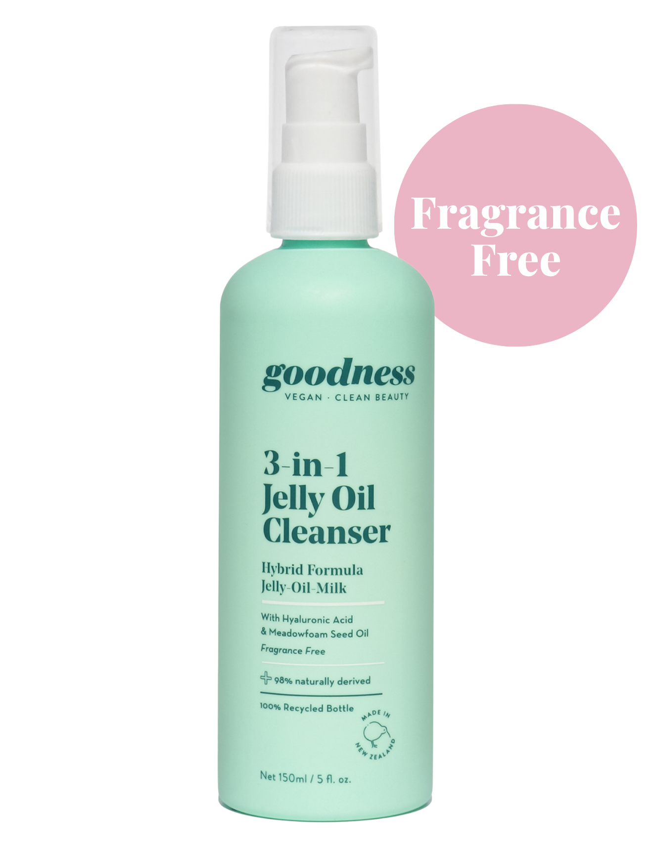 Goodness 3 in 1 Jelly Oil Cleanser, a fragrance-free jelly-to-oil cleanser that removes makeup and impurities.