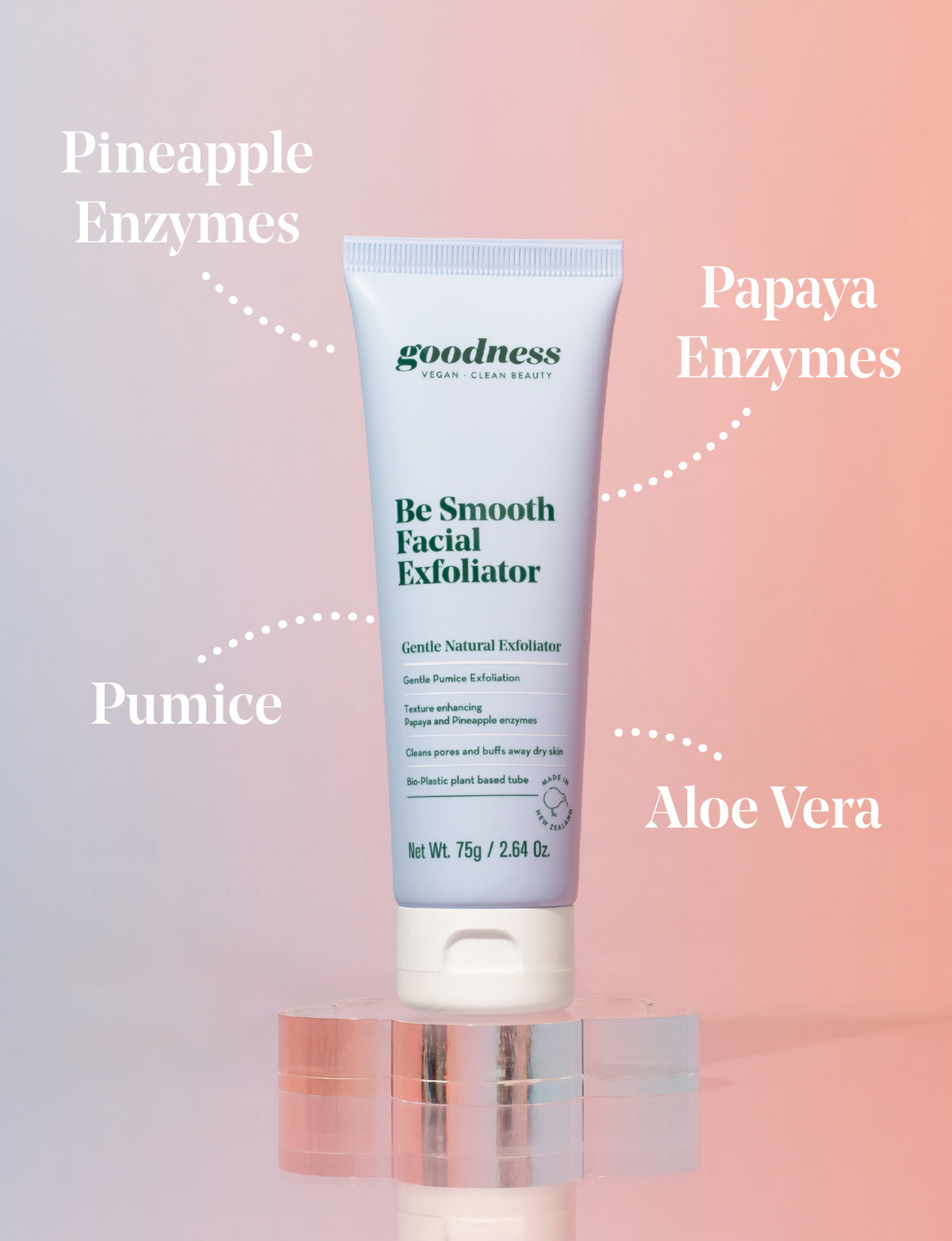 Goodness Be Smooth Facial Exfoliator helps reveal smoother, brighter and more even-looking skin