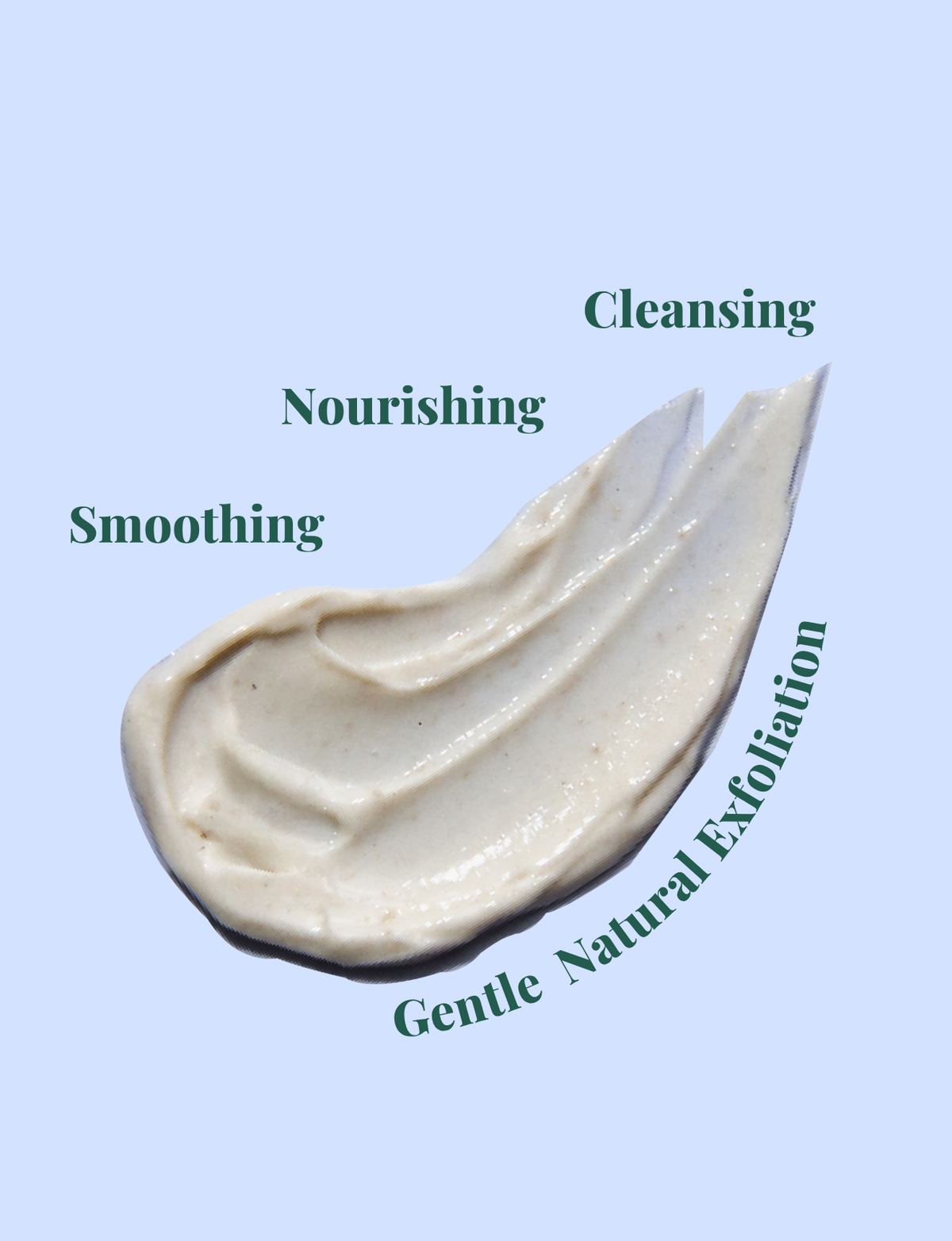 Ingredients in Goodness Be Smooth Facial Exfoliator including papaya enzymes, pineapple enzymes, aloe vera, vitamin E and natural pumice