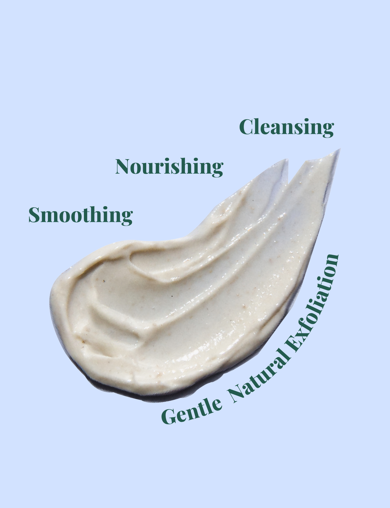 Ingredients in Goodness Be Smooth Facial Exfoliator including papaya enzymes, pineapple enzymes, aloe vera, vitamin E and natural pumice
